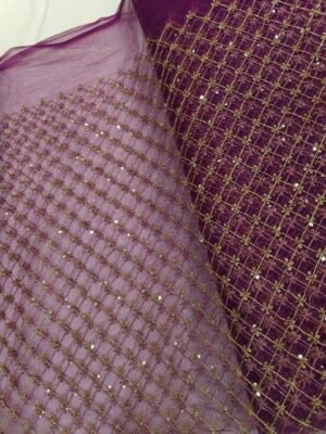 NET ZARI THREAD SEQUENCE EMBROIDERY FABRIC