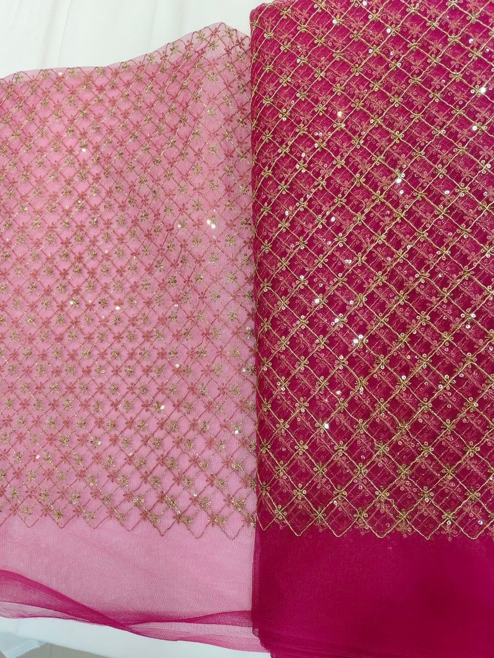 NET ZARI THREAD SEQUENCE EMBROIDERY FABRIC - Image 6