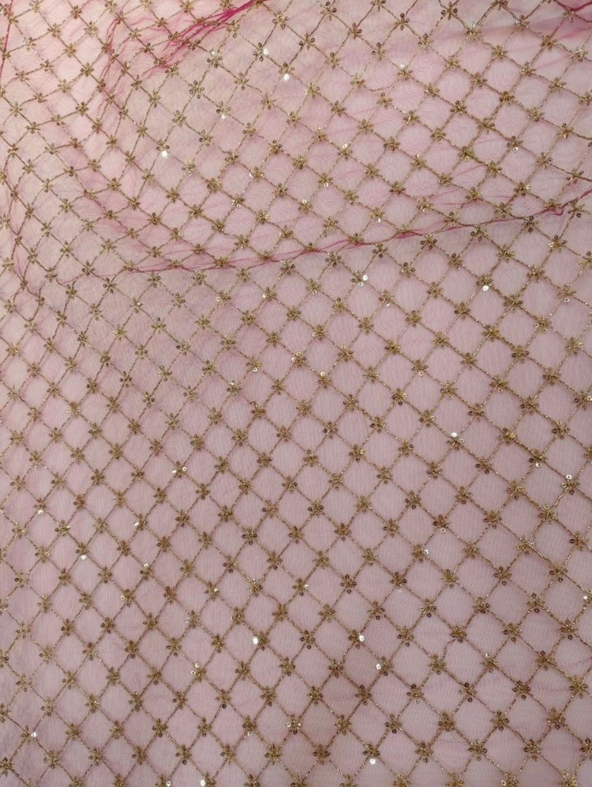 NET ZARI THREAD SEQUENCE EMBROIDERY FABRIC - Image 3