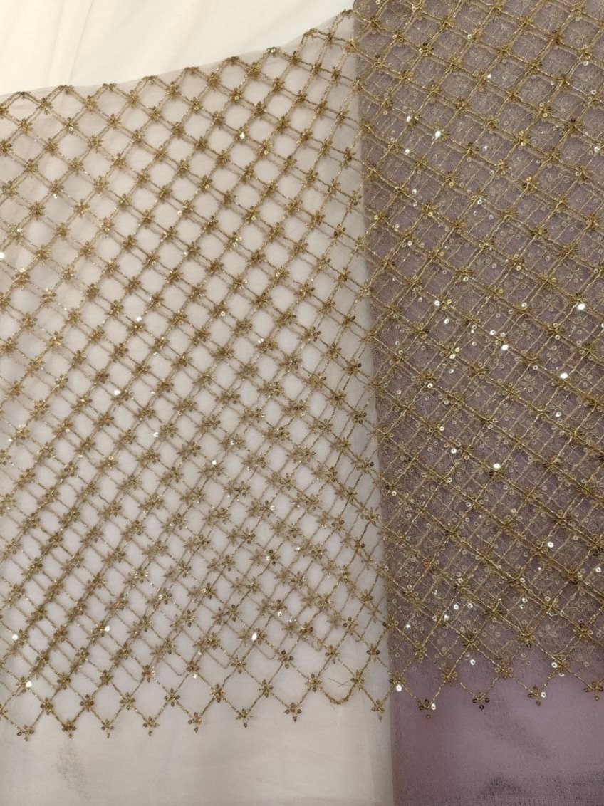 NET ZARI THREAD SEQUENCE EMBROIDERY FABRIC - Image 5