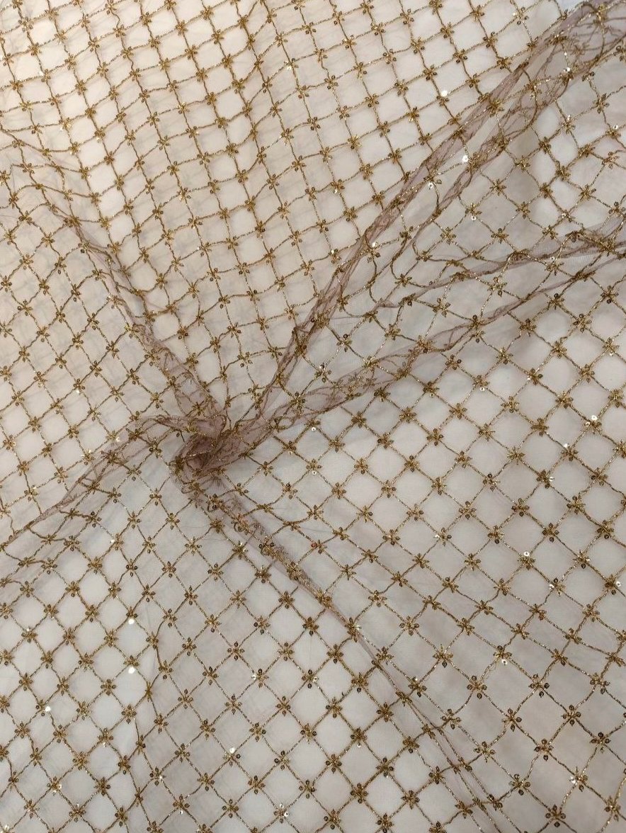 NET ZARI THREAD SEQUENCE EMBROIDERY FABRIC - Image 4