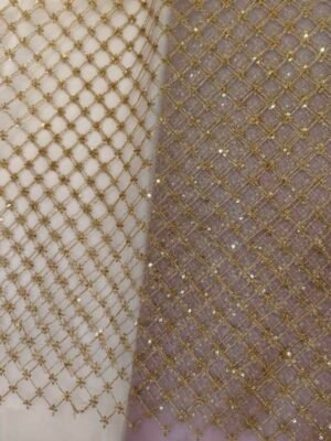 NET ZARI THREAD SEQUENCE EMBROIDERY FABRIC