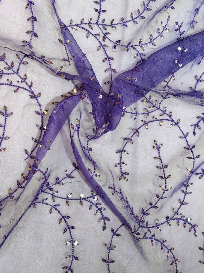 ORGANZA THREAD SEQUENCE EMBROIDERY FABRIC