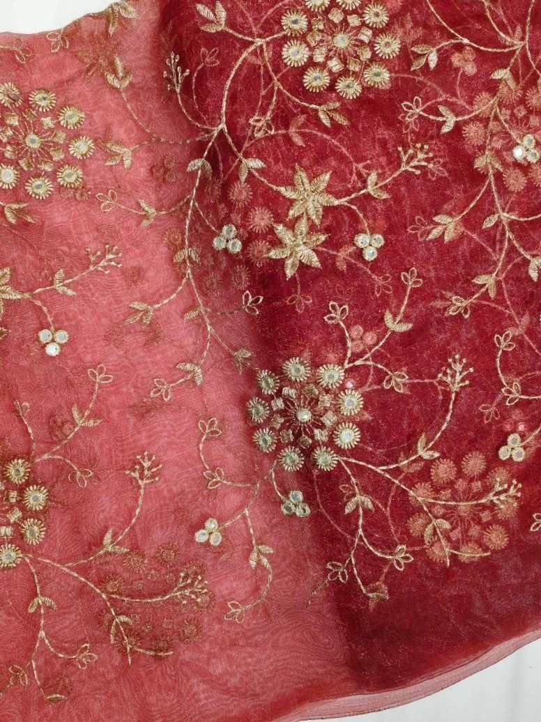ORGANZA THREAD SEQUENCE EMBROIDERY FABRIC